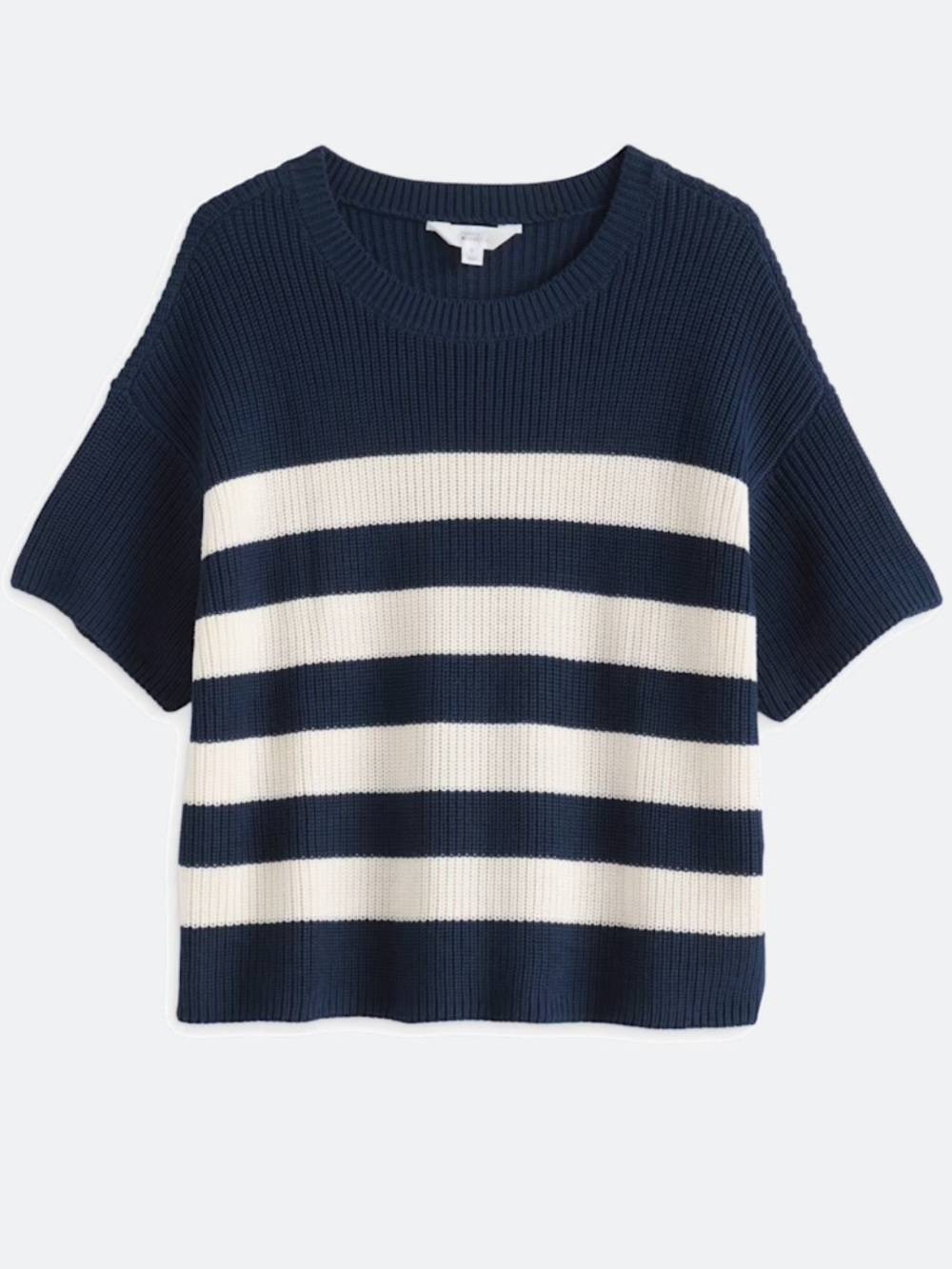 Market & Spruce Navy and Cream Striped Short-Sleeve Sweater